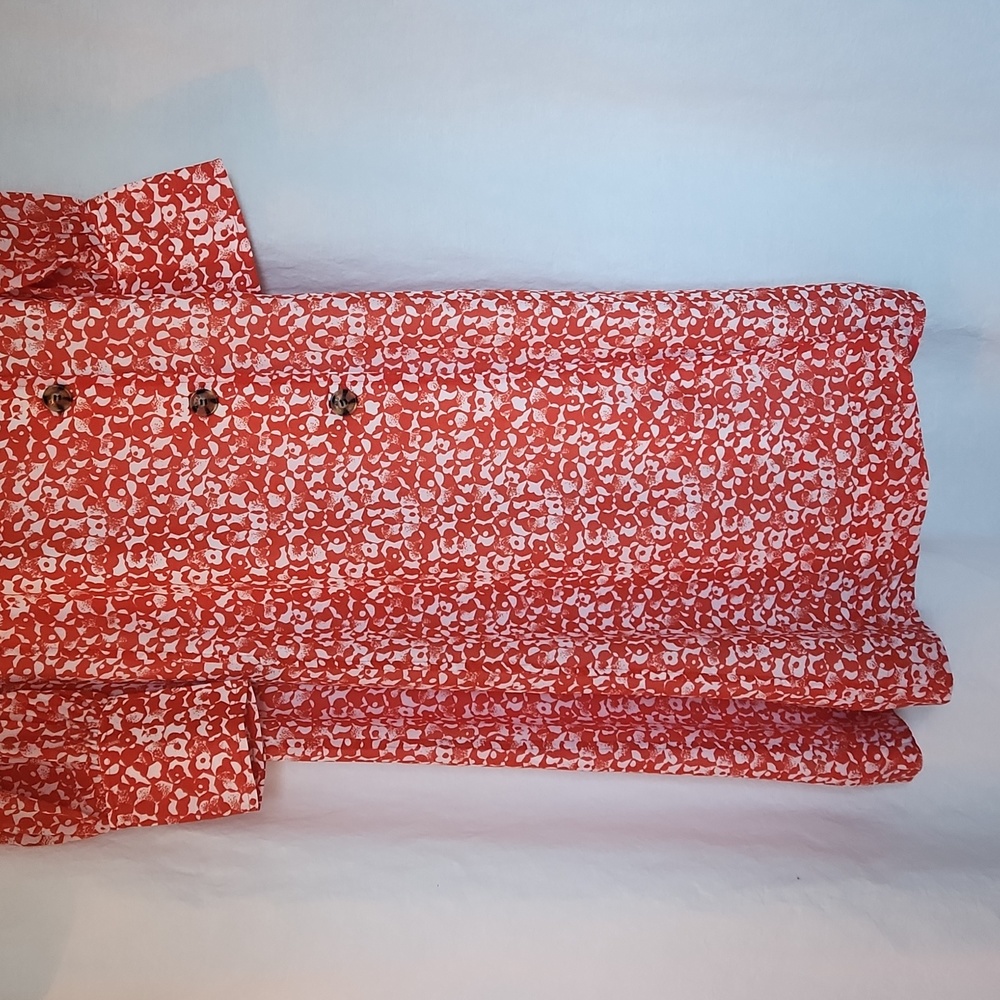 GANNI ORANGE FLORAL MIDI DRESS SZ 40 US 8 - Picture 4 of 12